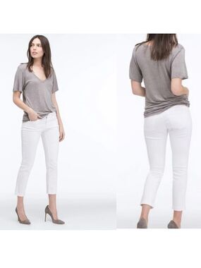 AG Adriano Goldschmied white the Stevie Roll-up Slim Straight Roll-up Sz 28